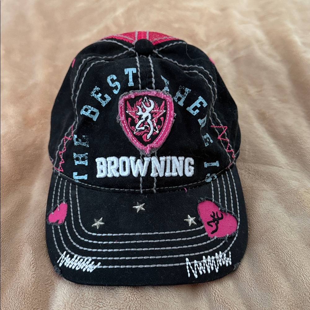 🍁SALE🍁 Browning Black and Pink Embroidered Hat